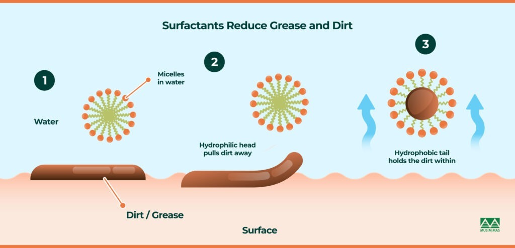 How do surfactants clean